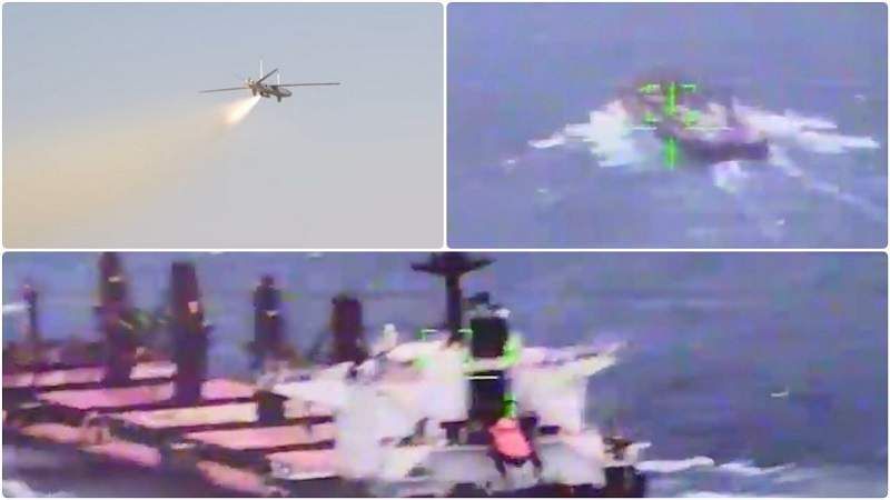  توثيق مصور لضرب السفينة الاسرائيلية بطائرة مسيرة في البحر الاحمر 